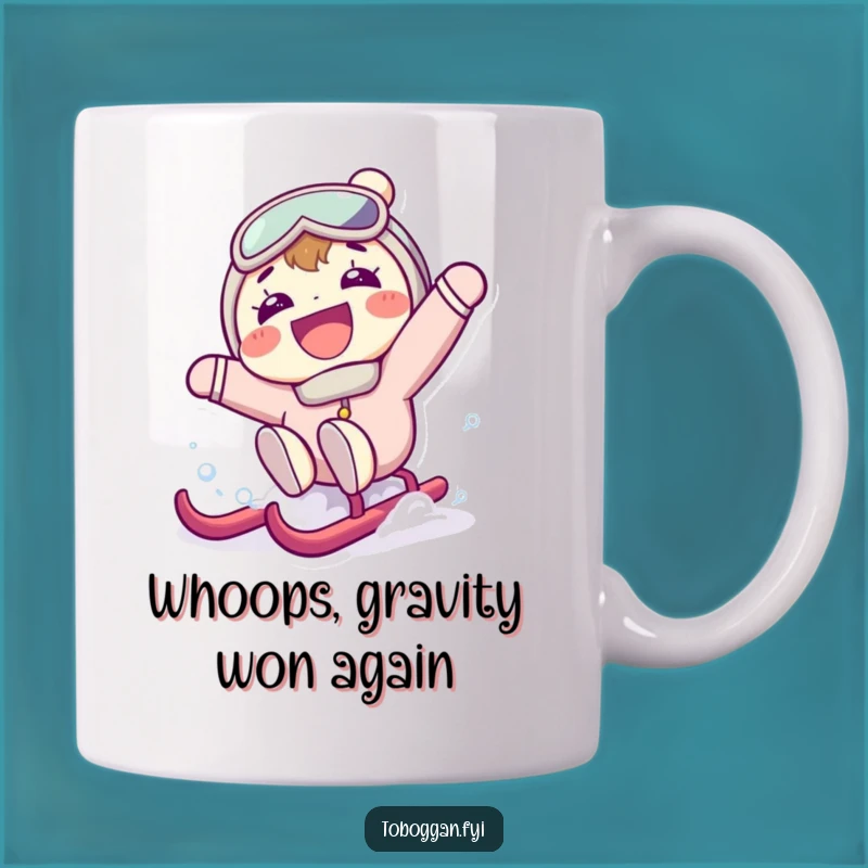 Funny Sledding Surprise Mug: A Hilarious Character Gift for Snowy Day Laughs