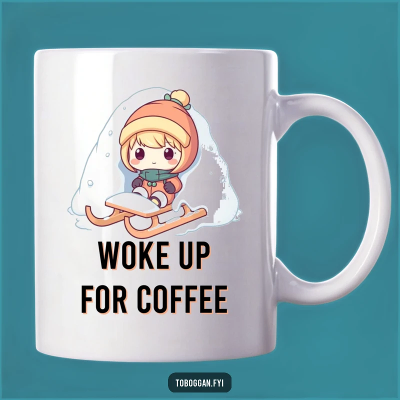 Funny Snow Surprise Mug - Winter Sledding Cartoon, Perfect Funny Gift