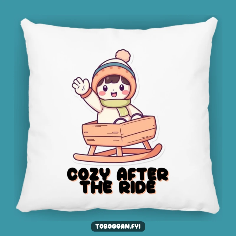 Cozy Funny Waving Toboggan Character Pillow - Add Winter Comfort