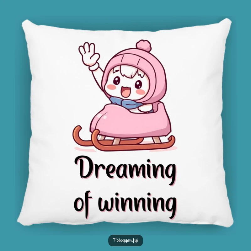 Funny Triumphant Sledder Pillow: Cozy Comfort with a Winning Touch