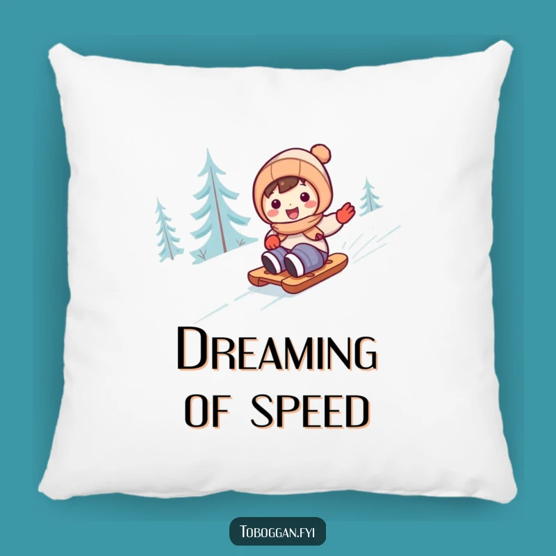Funny Cute Sledding Character Pillow - Cozy Winter Comfort