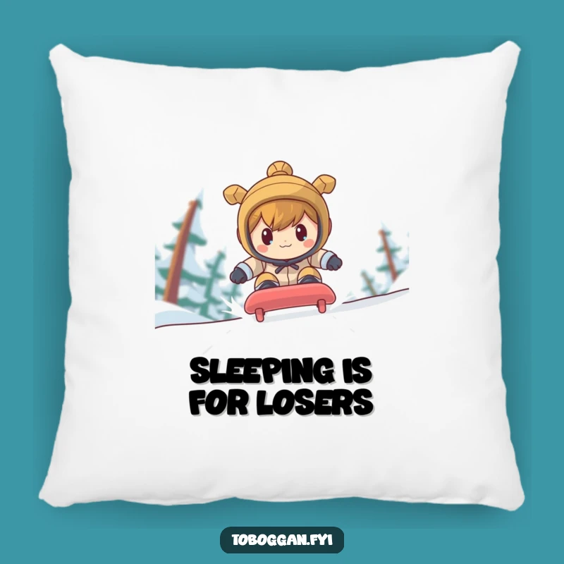 Funny Determined Toboggan Racer Pillow: Cozy Comfort with Competitive Spirit, Wonderful Funny Gift