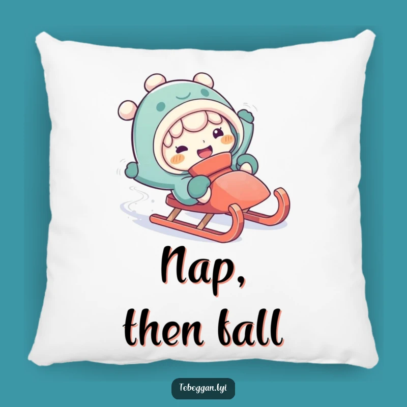 Funny Falling Off Sled Pillow - Cozy Comical Comfort Gift