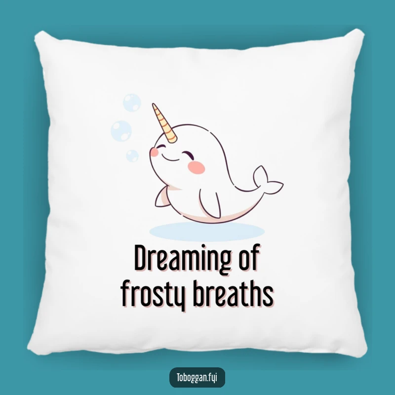 Funny Narwhal Pillow, Giggling Snow Bubbles Cushion - Cozy Humor Gift