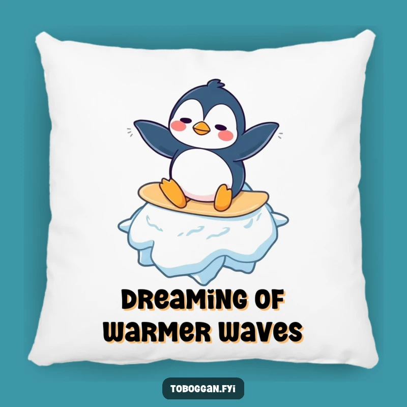 Funny Penguin Pillow: Cozy Confusion on a Snowflake!