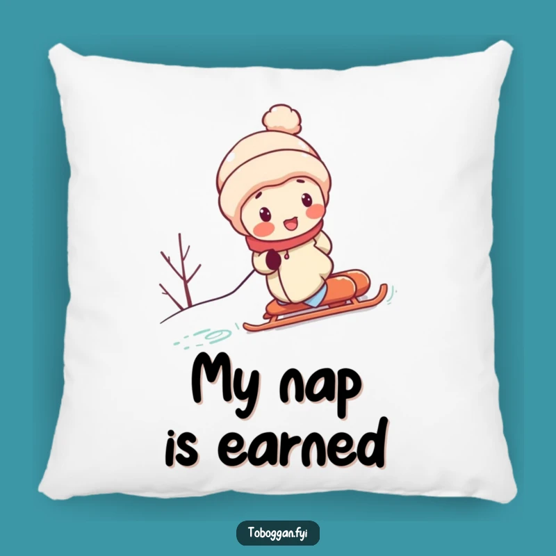 Funny Sled Pusher Pillow: Cozy Up with Hilarious Character Effort and Winter Cuteness
