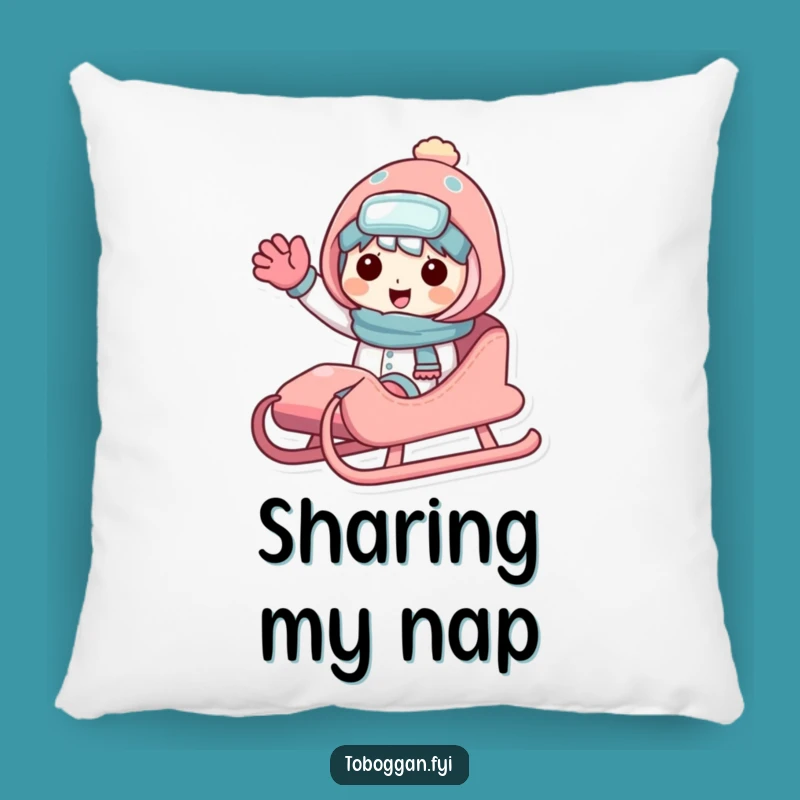 Funny Sledding Character Pillow - Cozy Winter Cushion, Adorable Gift