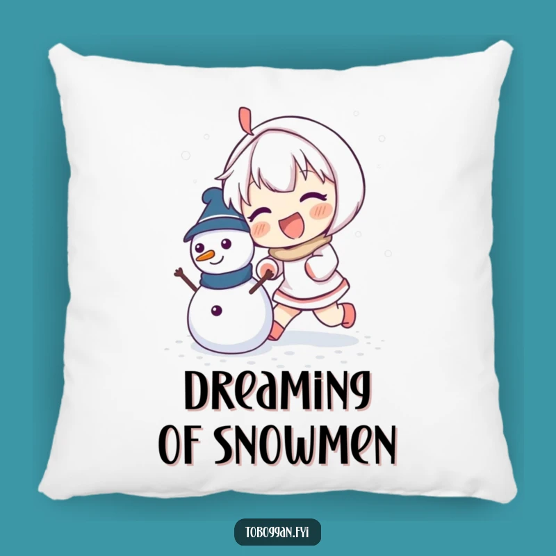 Funny Snowman Builder Pillow: Cozy Enthusiastic Character Comfort Gift