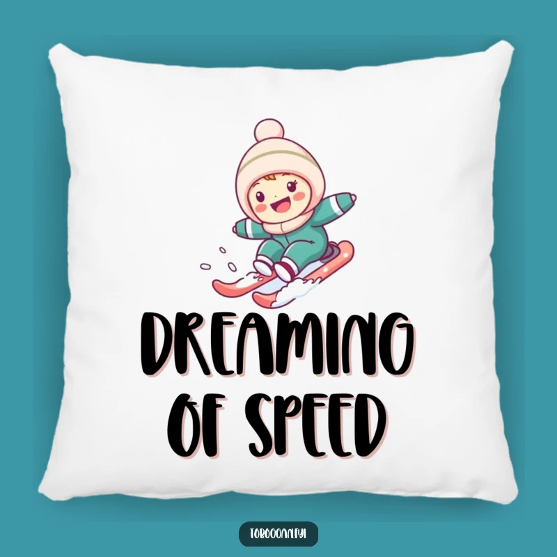 Funny Snowy Hill Sledding Pillow: Cute Character's Cozy Ride, Comfy & Hilarious Gift!