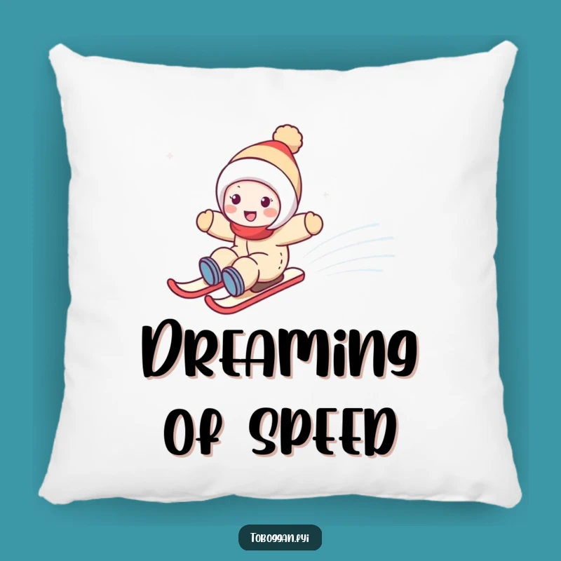 Funny Snowy Hill Zoom Pillow: Cozy Character Sledding Comfort