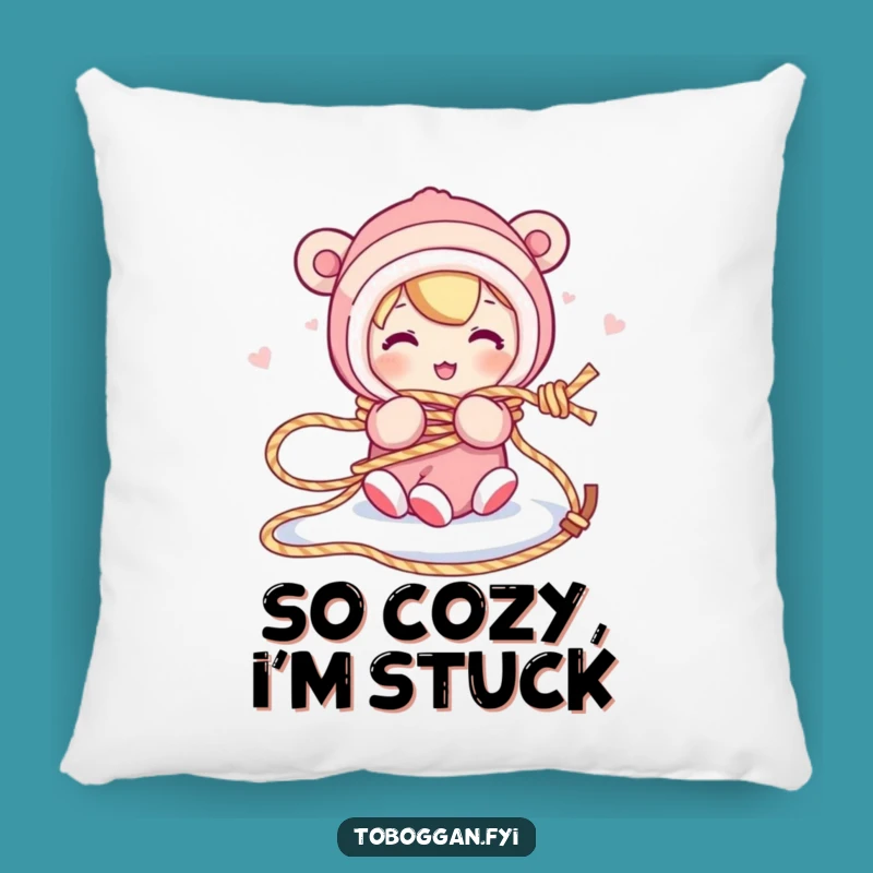 Funny Tangled Sledder Pillow: Cozy Up with Hilarious Rope Mishap Comfort