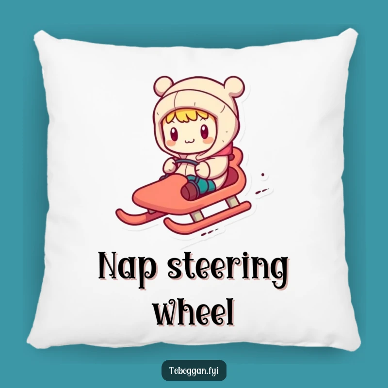 Funny Toboggan Navigator Pillow: Cozy Character's Steering Comfort