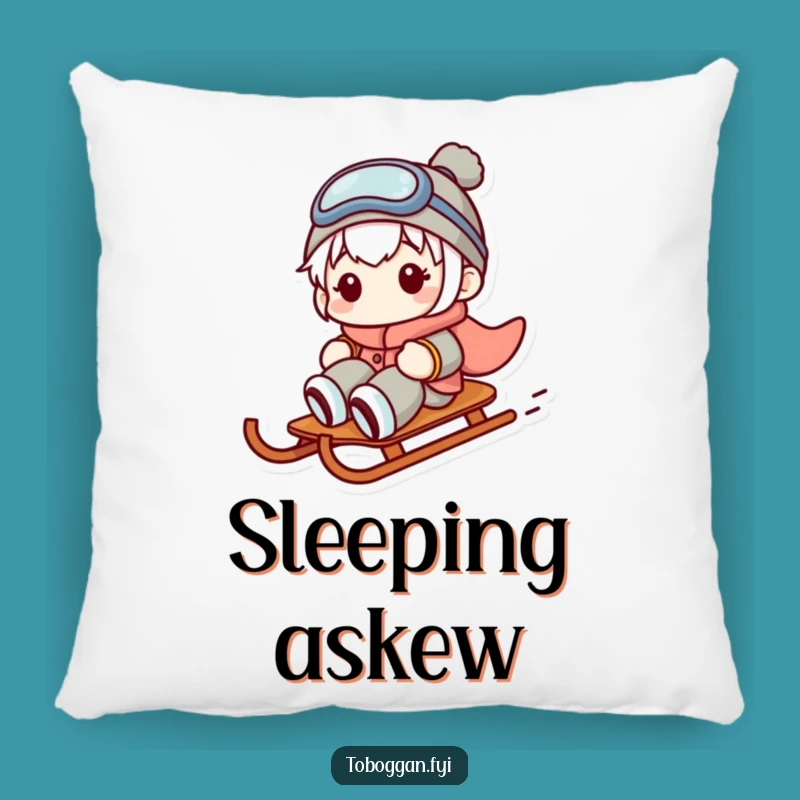 Funny Sideways Sledder Pillow - Comfy & Hilarious Wobble Accent!