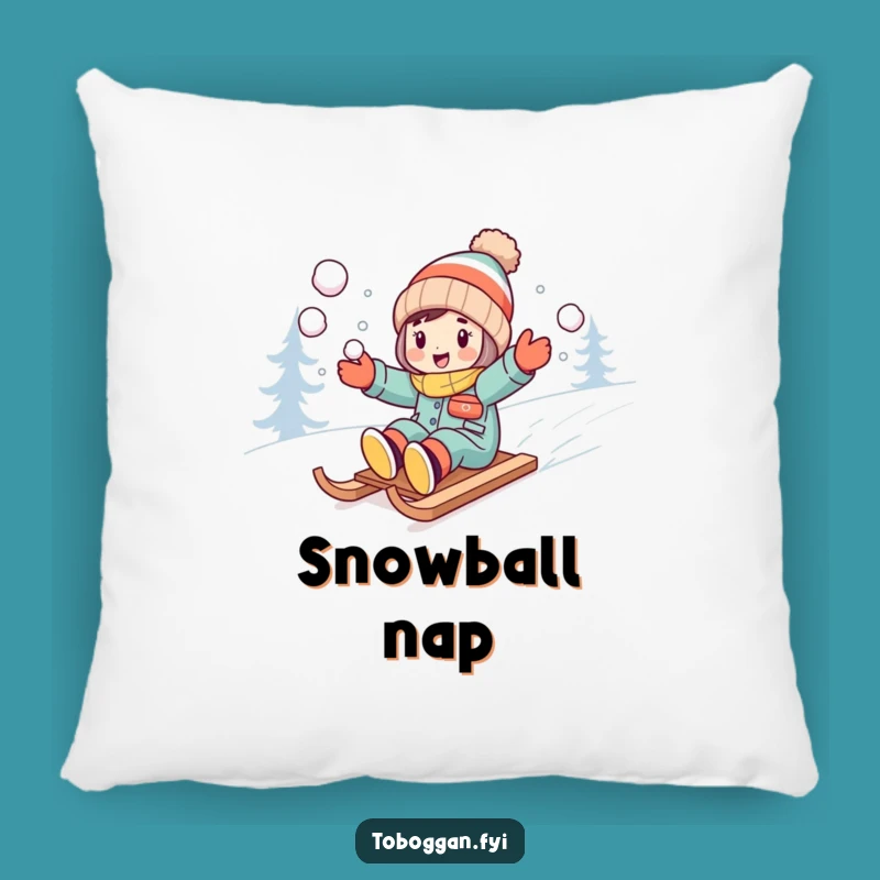 Funny Snowball Sledder Pillow - Cozy Winter Warrior Comfort