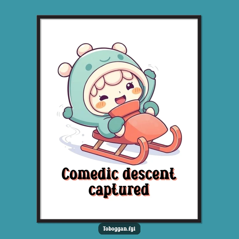 Funny Falling Off Sled Digital Art - Instant Comical Download Gift