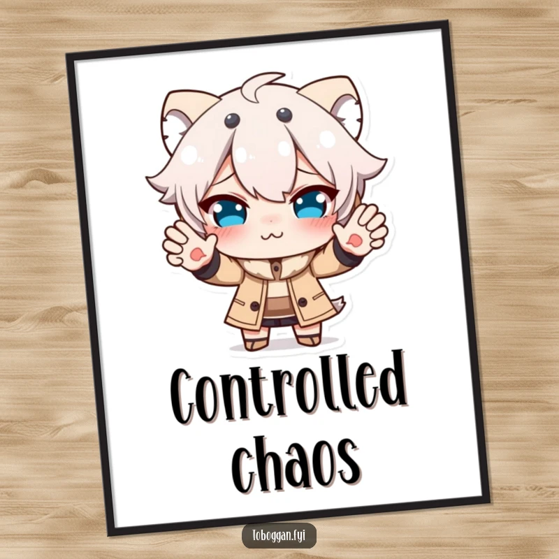 Funny digital art print of a character making a funny face while trying to stop, ready to be printed and add humor to decor.