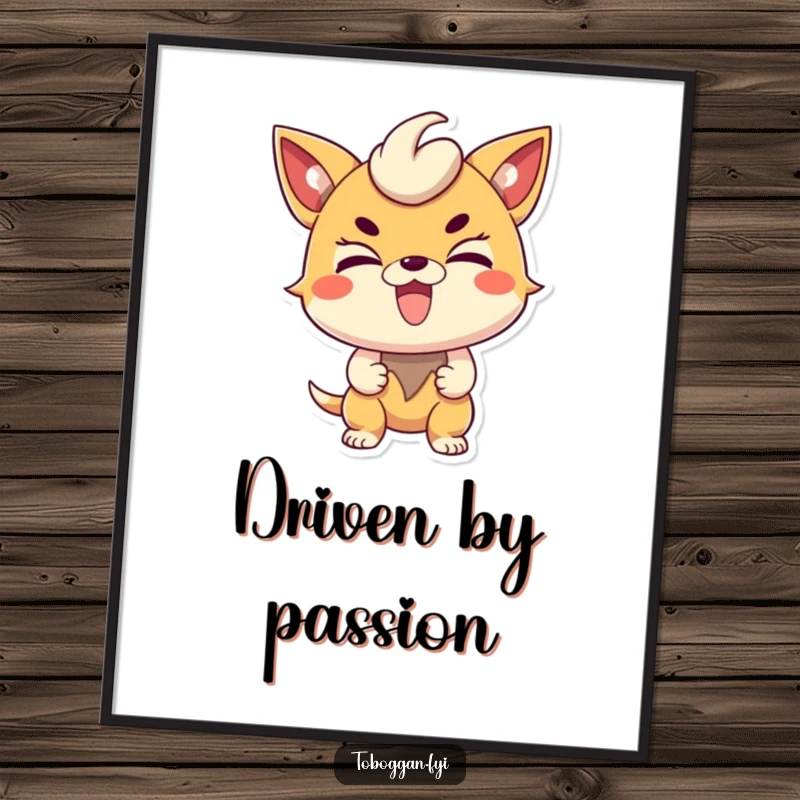 Funny determined character digital art print, featuring an excited character with a determined expression, ready for instant download.