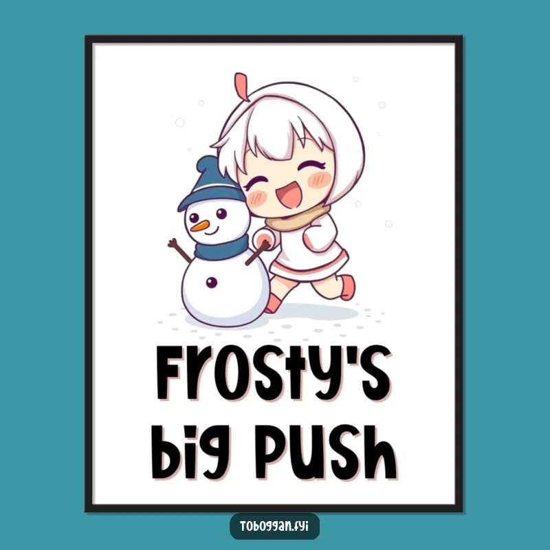 Funny Snowman Builder Digital Art: Enthusiastic Character Decor Gift