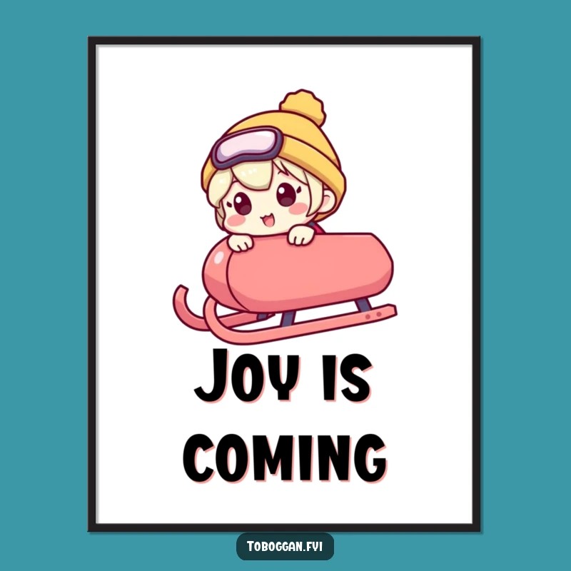 Funny Excited Sledding Print: Hilarious Character Art for Anticipation Lovers