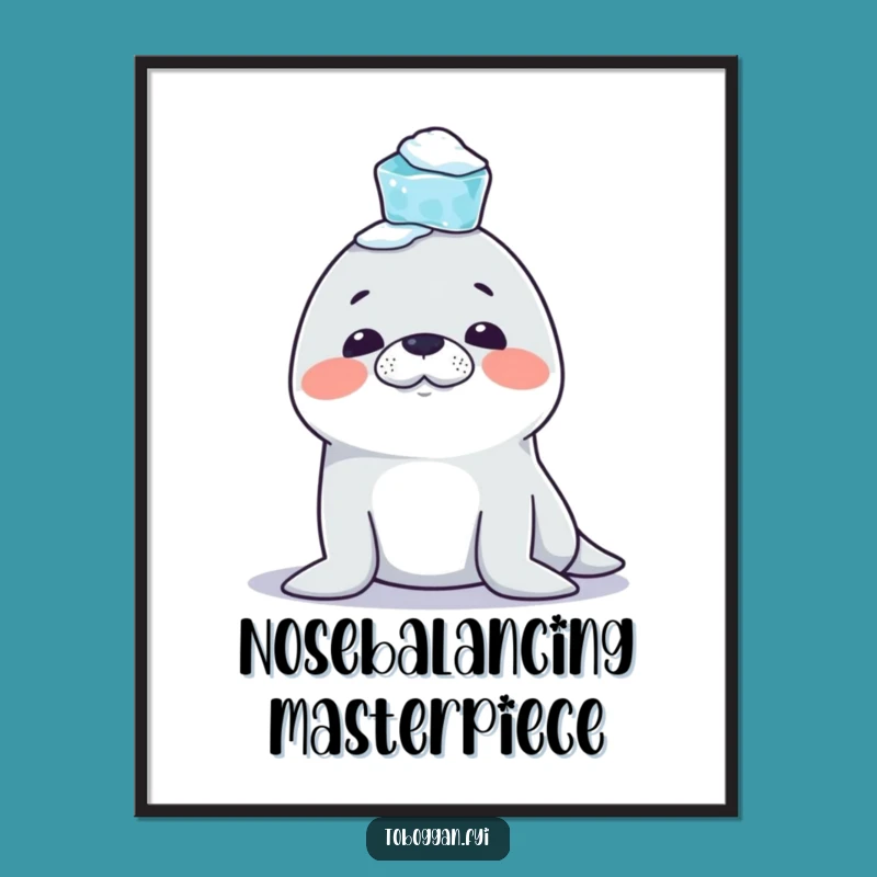 Funny Seal Digital Art: Mischievous Icicle Balance Masterpiece!