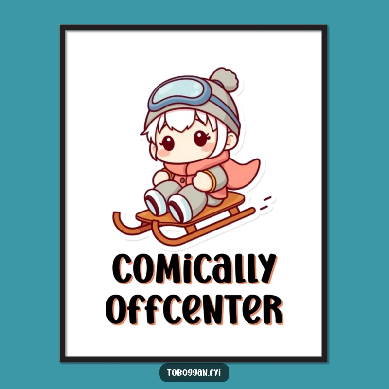 Funny Sideways Sledder Digital Art - Instant Wobbly Wall Decor!