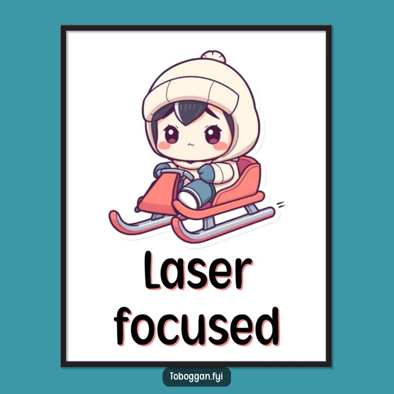 Funny Sled Steering Digital Art: Focused Character Scene, Instant Download Gift