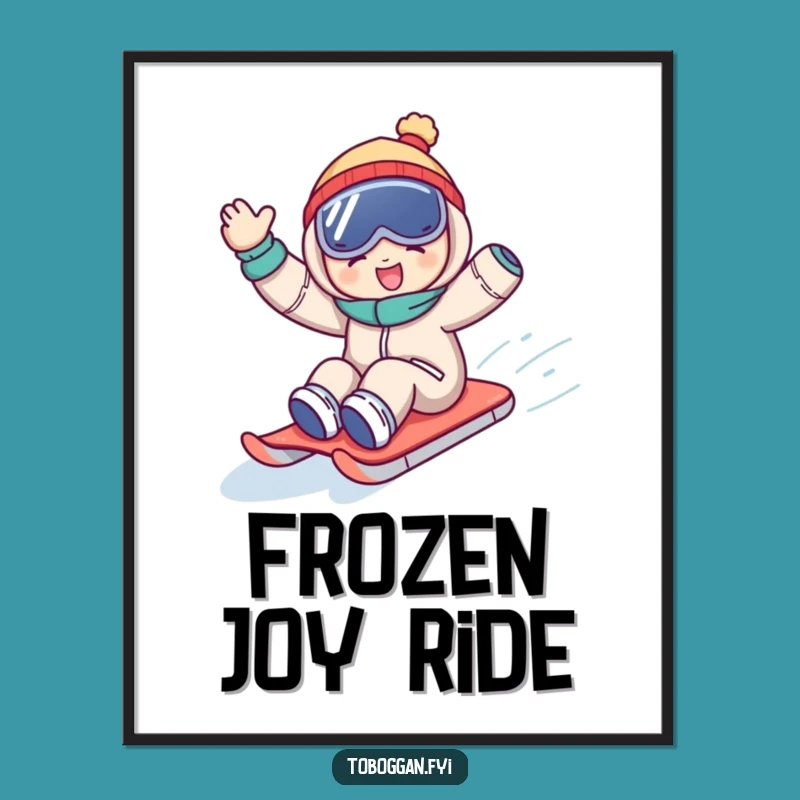 Funny Sledding Digital Art: Joyful Wave Downhill Print, Hilarious Decor Gift!