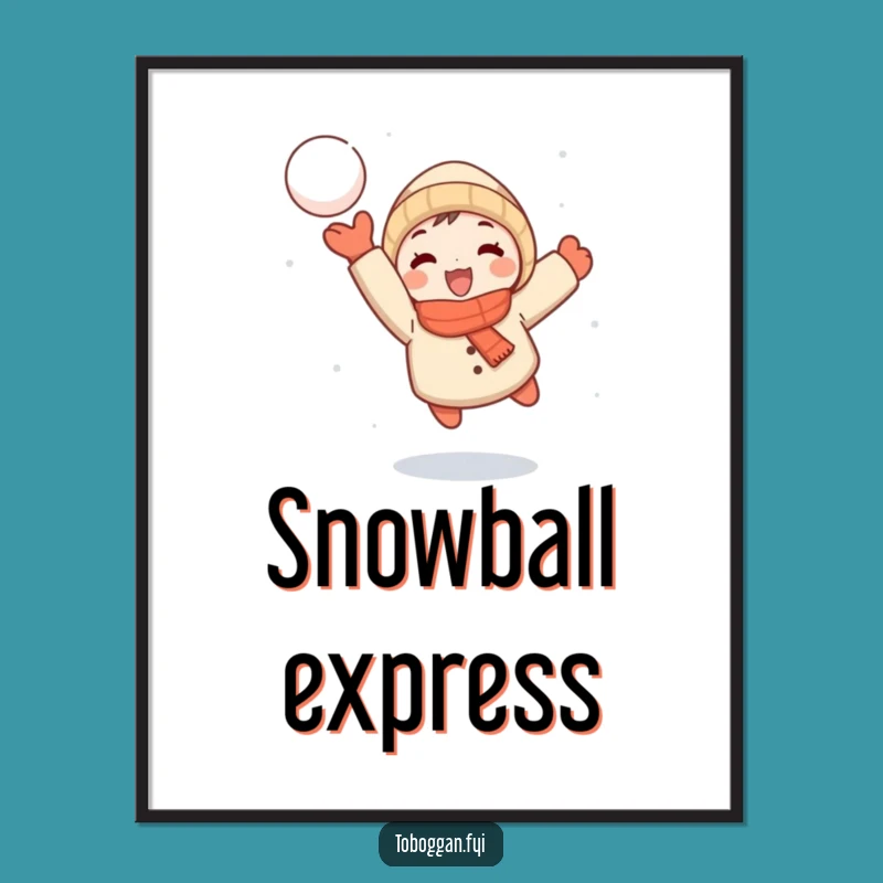 Funny Snowball Thrower Digital Art Print: Instant Winter Action Decor!