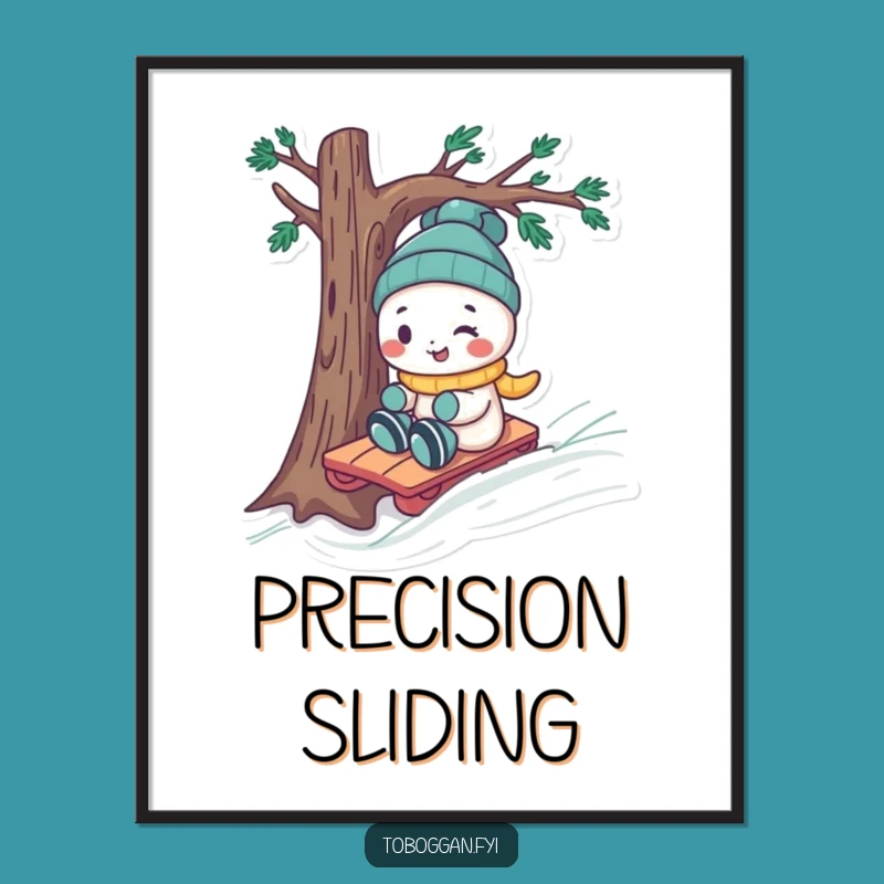 Funny Toboggan Tree Dodge Digital Art: Instant Winter Action for Your Walls, Unique Funny Gift