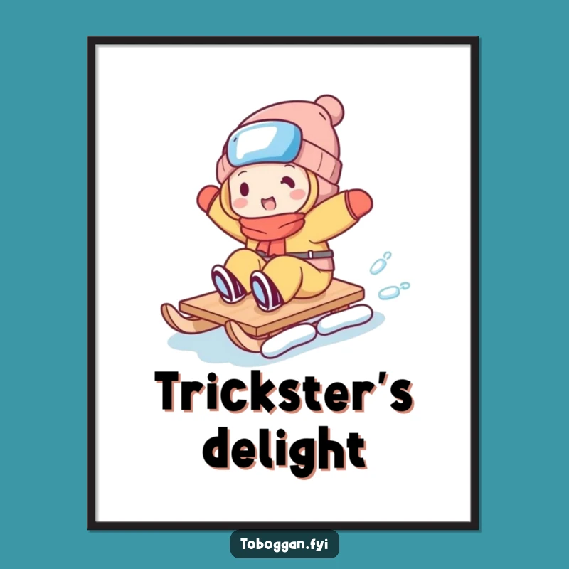 Funny Toboggan Trickster Digital Art - Instant Hilarious Wall Decor!