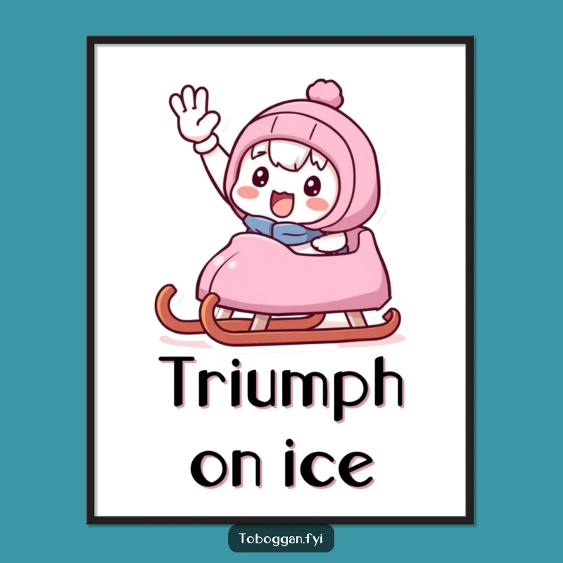 Funny Triumphant Sledder Print: Instant Joyful Wall Art