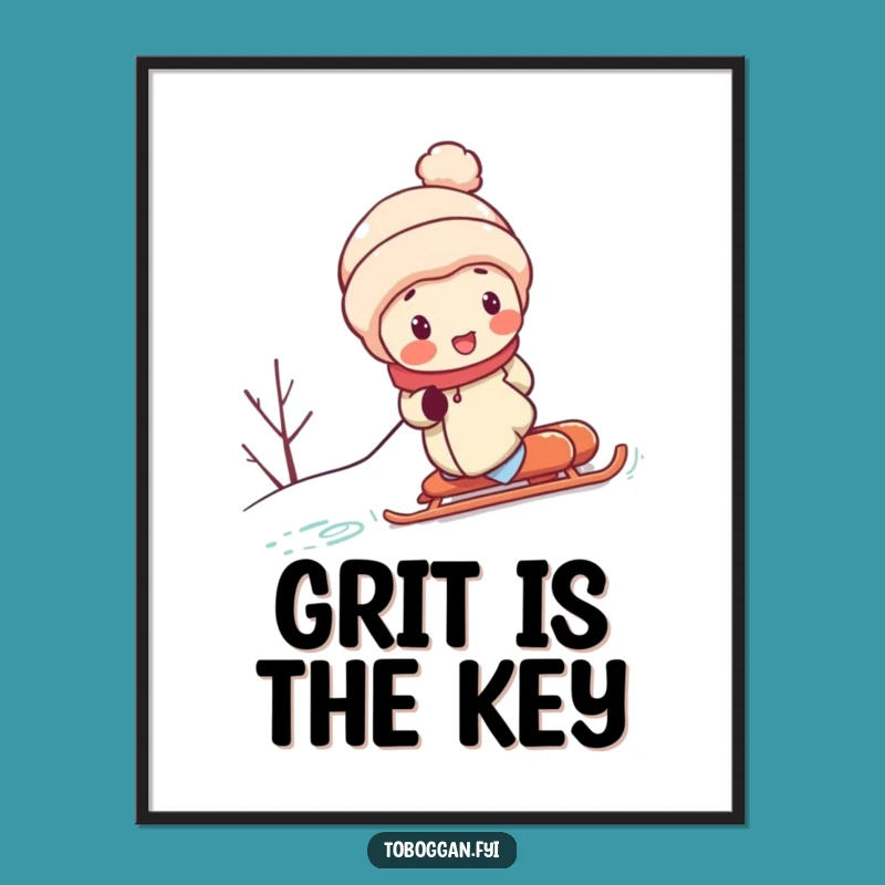 Funny Uphill Sledding Print: Hilarious Character Art for Your Walls, Motivational Decor