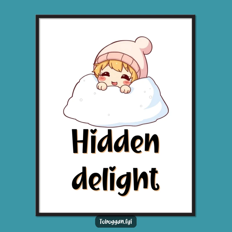 Instant Funny Snowdrift Giggle Art Print: Decorate with Playful Winter Joy