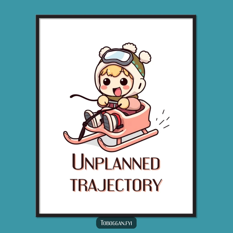 Instant Funny Out-of-Control Sledder Art Print: Decorate with Hilarious Winter Action