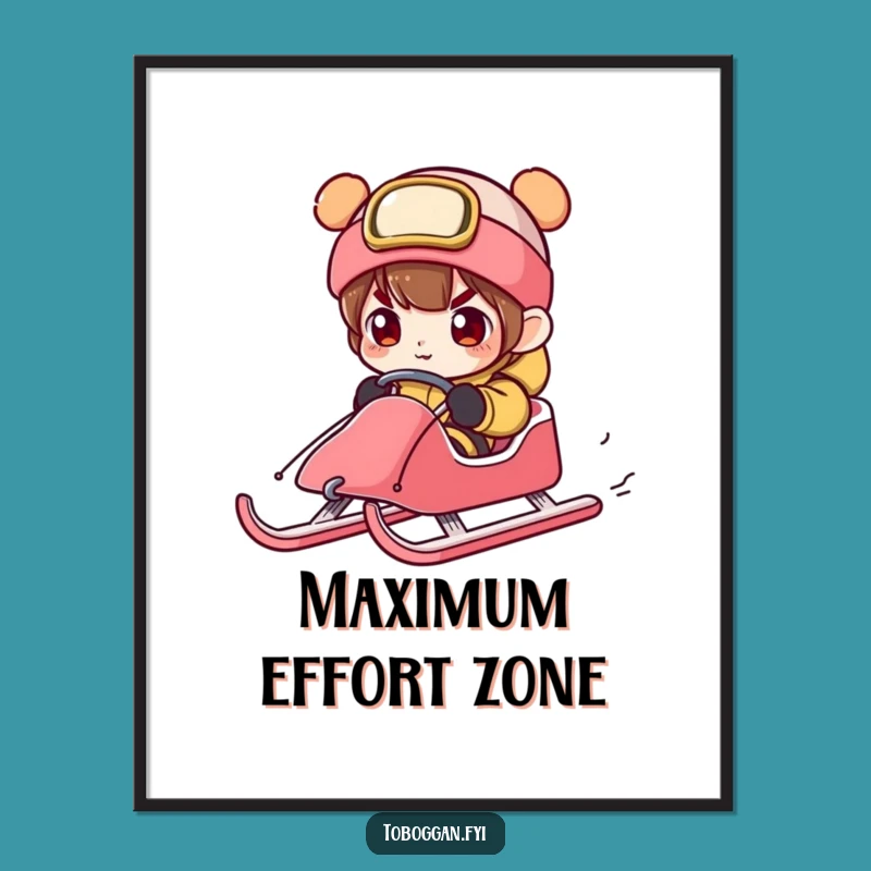 Funny Focused Sledder Digital Print: Instant Winter Focus Download!