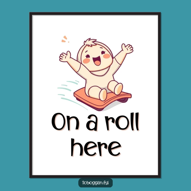 Funny Character Slope Slide Digital Art: Instant Joyful Wall Decor