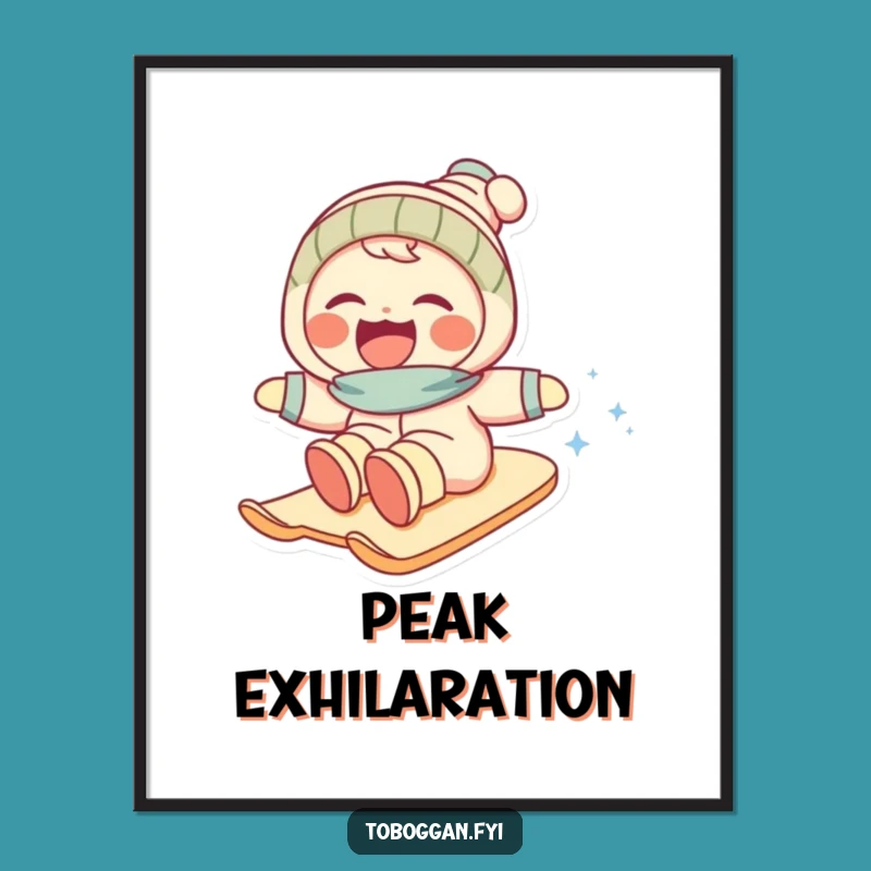 Funny Snow Slope Digital Art: Hilarious Character Laughing Downhill, Instant Download Gift