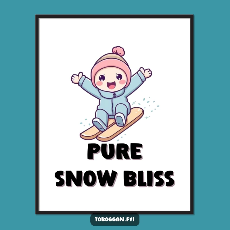 Funny Snowy Slope Surfer Digital Art: Instant Winter Joy for Your Walls, Unique Funny Gift