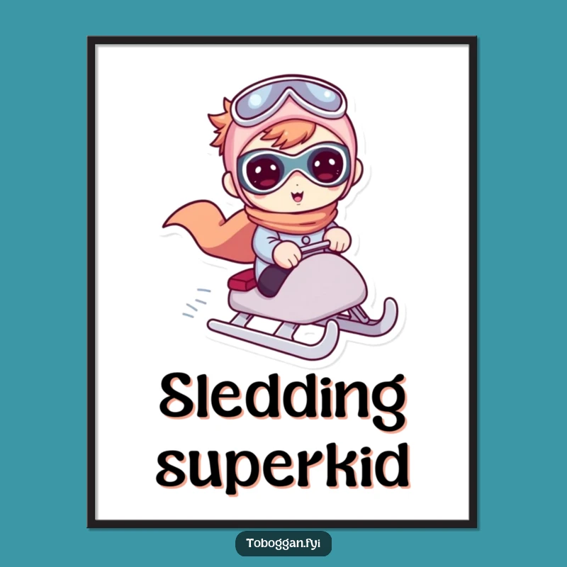 Funny Superhero Sledder Digital Art - Instant Hilarious Winter Action