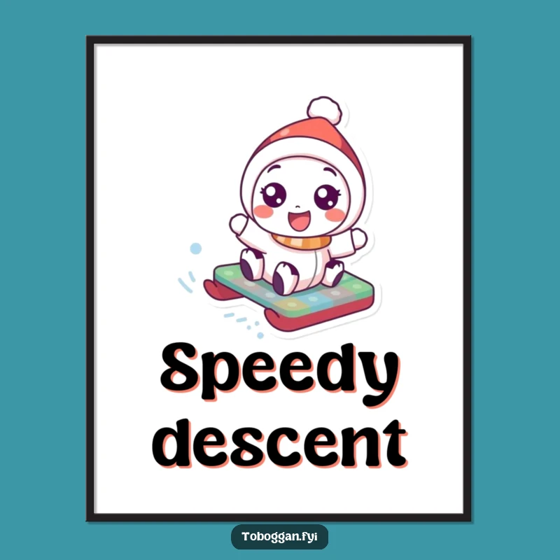 Funny Toboggan Digital Art: Joyful Character Instant Download - Fun Funny Gift!