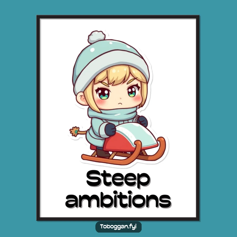 Funny Sled Master Digital Art: Determined Character Decor Gift