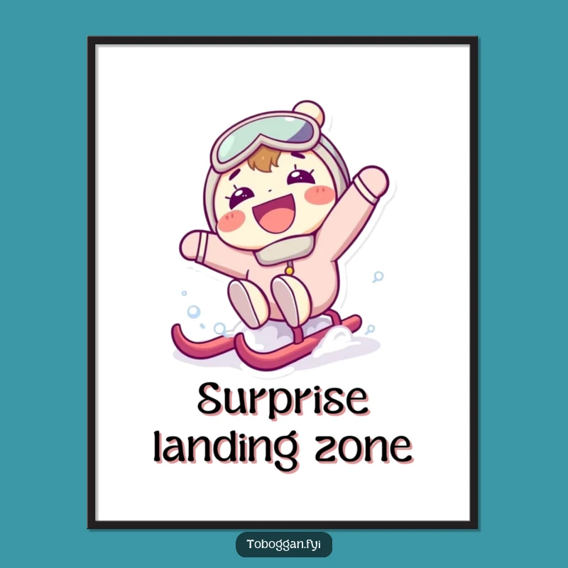 Funny Sledding Surprise Digital Art: Instant Laughs with This Character