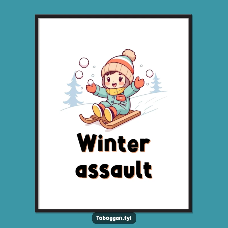 Funny Snowball Sledder Digital Art - Instant Winter Action