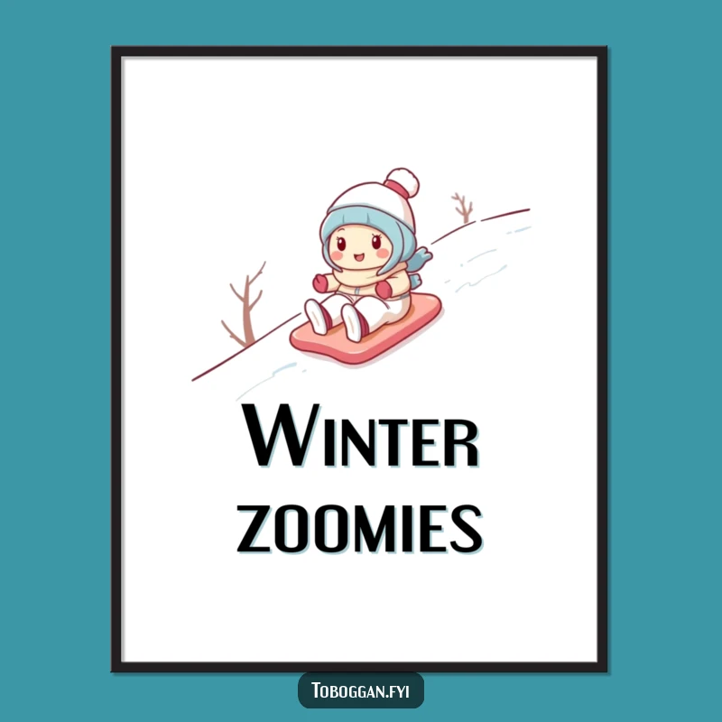 Funny Snow Hill Character Digital Art Print: Instant Winter Wall Art!