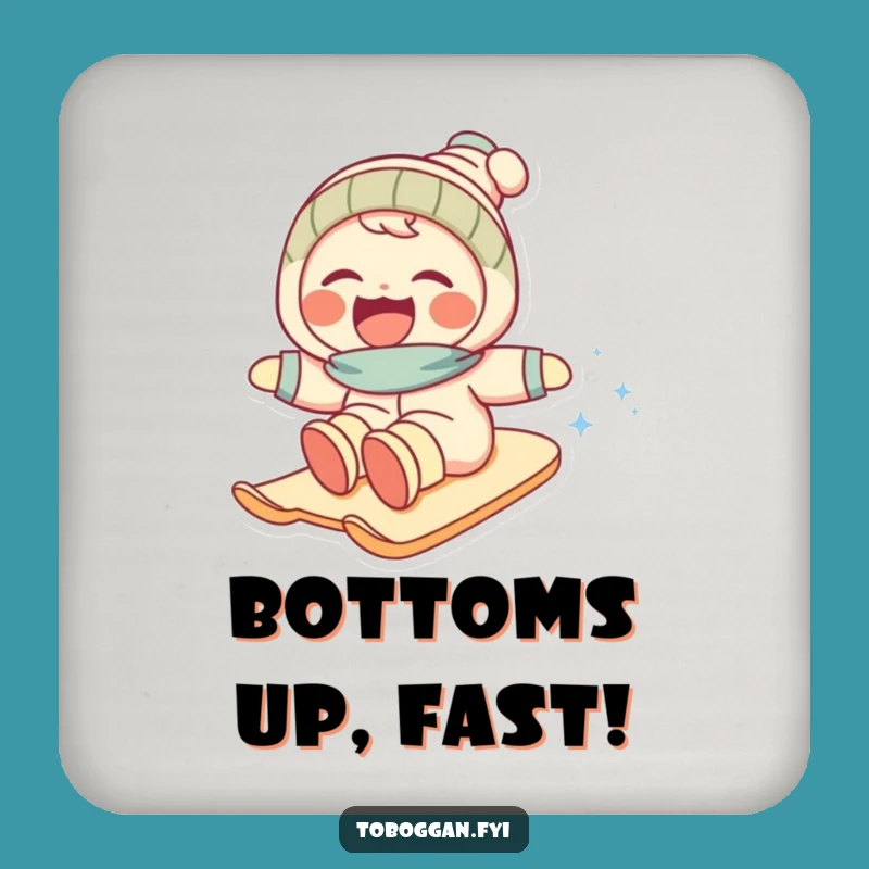 Funny Snow Slope Drink Coaster: Protect Surfaces with Hilarious Character Laughing