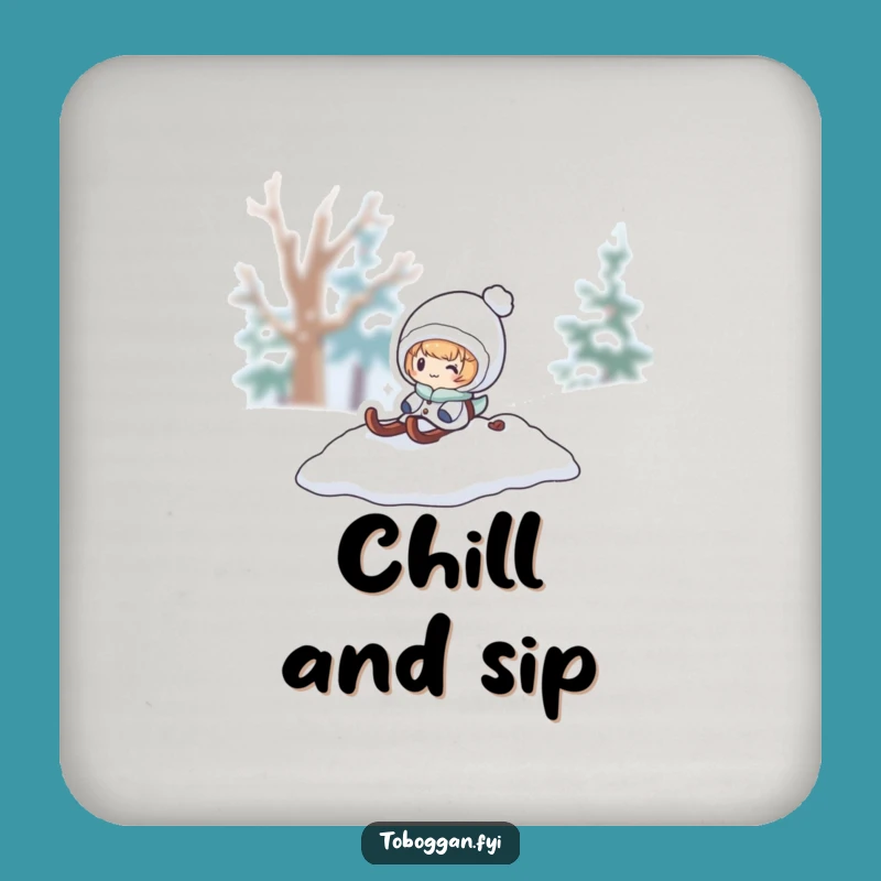 Funny Snow Sled Surprise Coaster: Winter Character for Table Protection