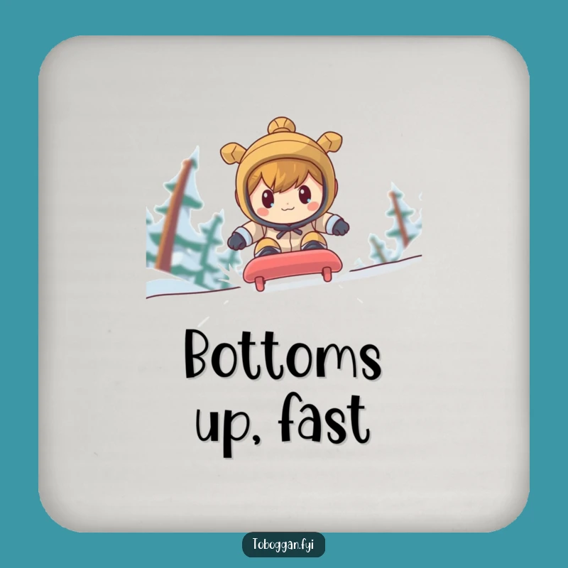 Funny Determined Toboggan Racer Coasters: Protect Surfaces with Competitive Flair, Set of Funny Gifts