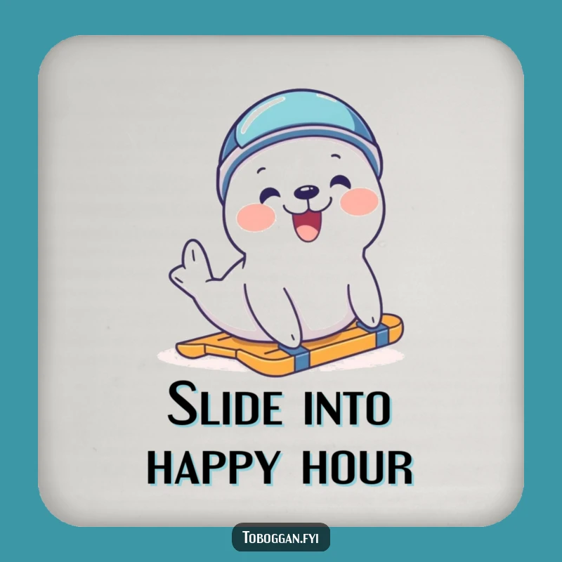 Funny Seal Slide Coaster - Delighted Arctic Drink Accessory