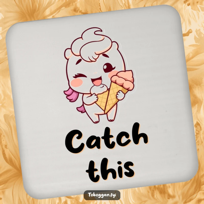 Funny character winking with a snowball on protective drink coasters, adding playful winter flair.