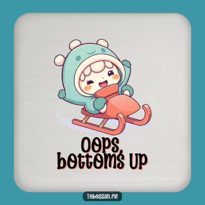 Funny Falling Off Sled Coaster - Protect Surfaces with Humor Gift